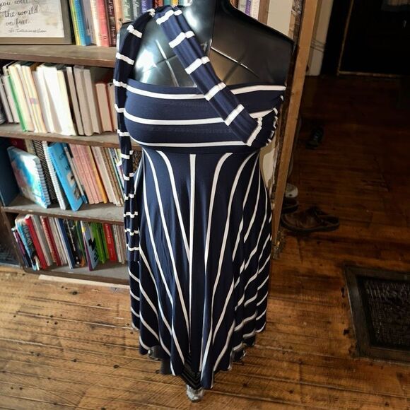 Elan convertible navy & white striped knit S maxi skirt - Picture 3 of 5